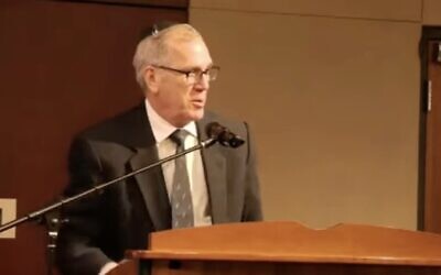 Peter Deutsch, founder of the Ben Gamla Jewish Charter School Foundation, addresses the Oklahoma Statewide Charter School Board on Jan. 12, 2026, in Oklahoma City. (Screenshot via JTA)